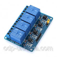 Модуль Реле 4х канальное 5 Вольт 10 Ампер для Arduino